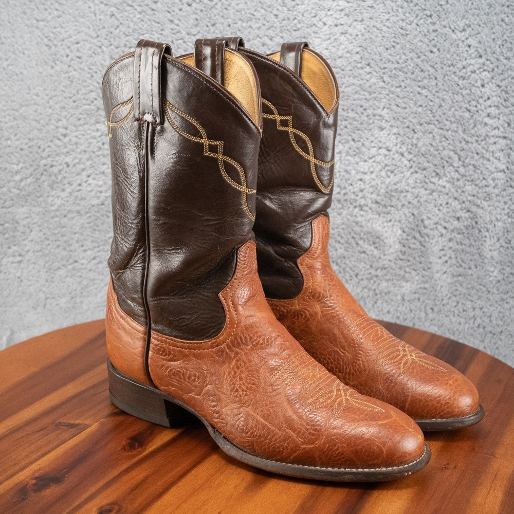 Tony Lama 2023 Men's 8 D Stockman Aztec Brown Shrunken Shoulder Western Boots